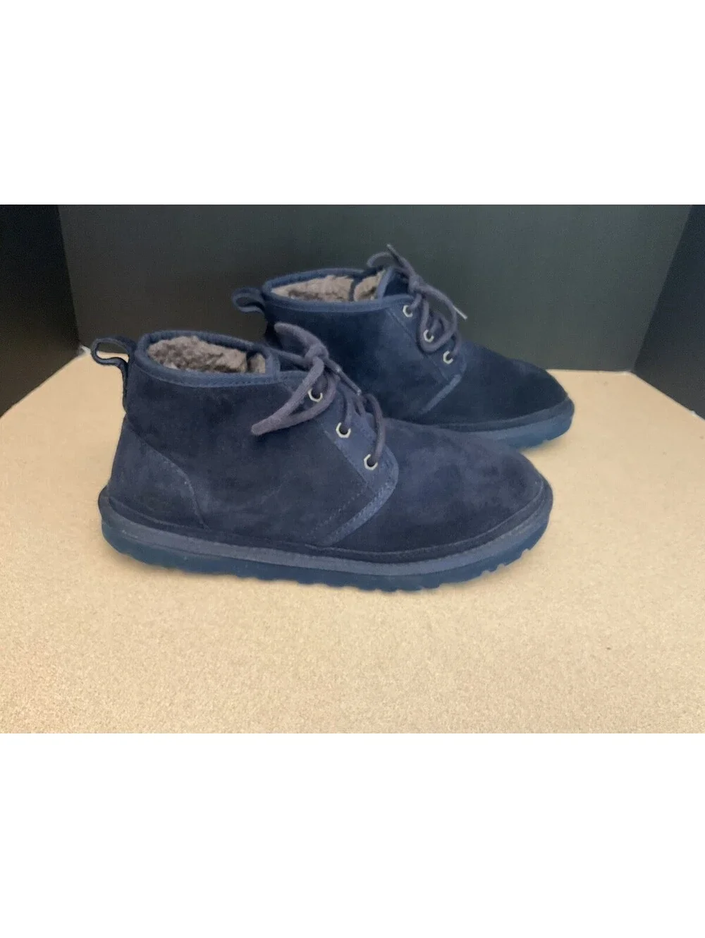 Mens UGG Neumel Deep Ocean Blue Fur Lined Chukka Boots. Size 9. Nice Boots!!!